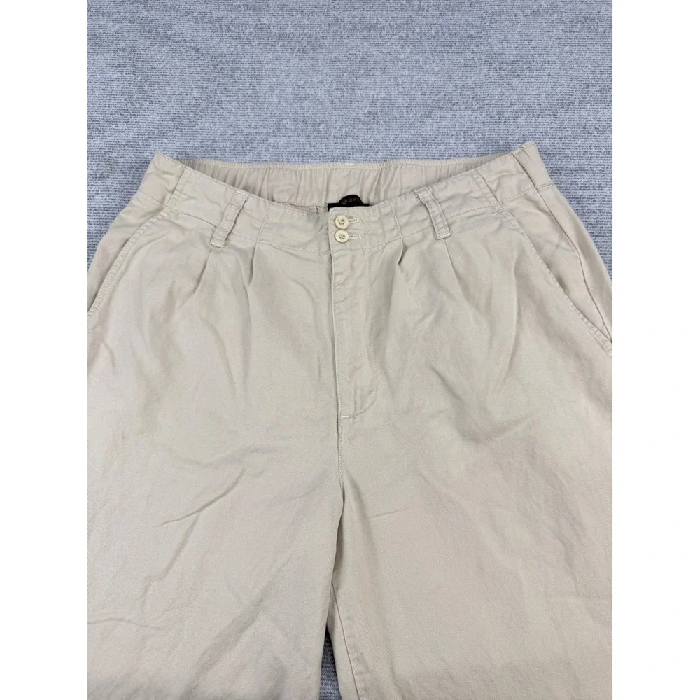 Quince Drapey Twill Pleated Trouser Oatmilk Beige Wide Leg Pants 8